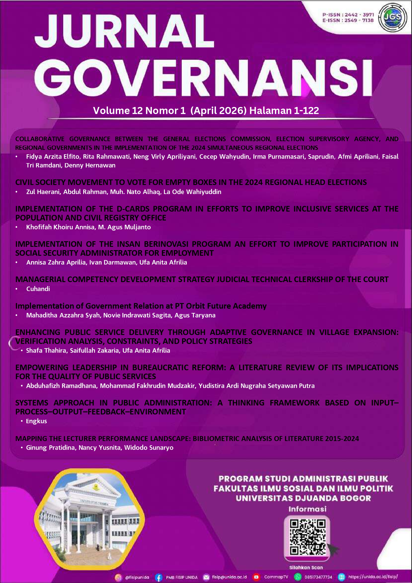 					View Vol. 12 No. 1 (2026): Jurnal Governansi Volume 12 Nomor 1, April 2026
				