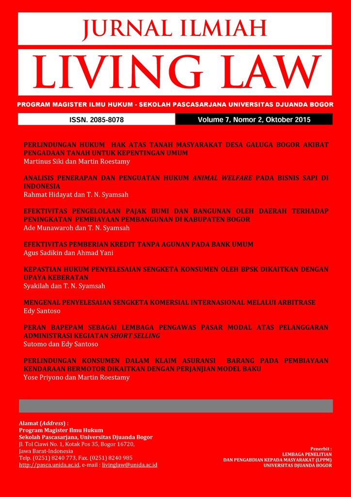 					View Vol. 7 No. 2 (2015): Jurnal Ilmiah Living Law
				