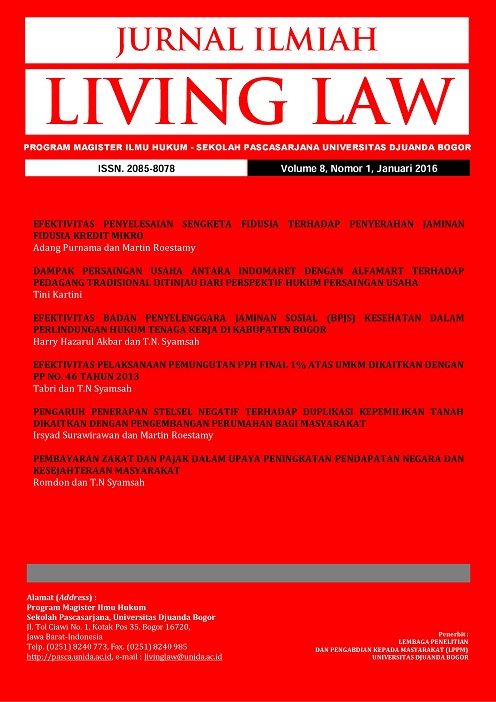 					View Vol. 8 No. 1 (2016): Jurnal Ilmiah Living Law
				