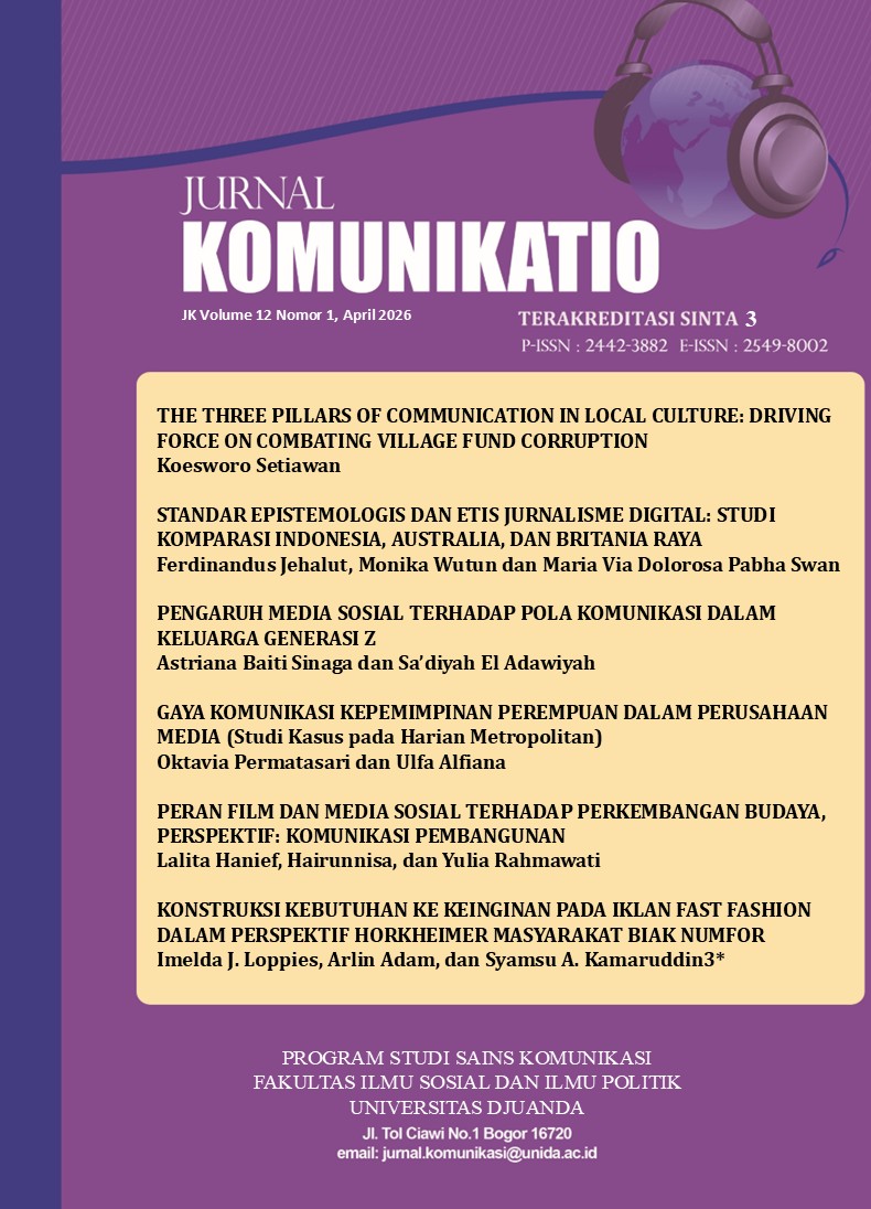 					View Vol. 12 No. 1 (2026): Jurnal Komunikatio 
				